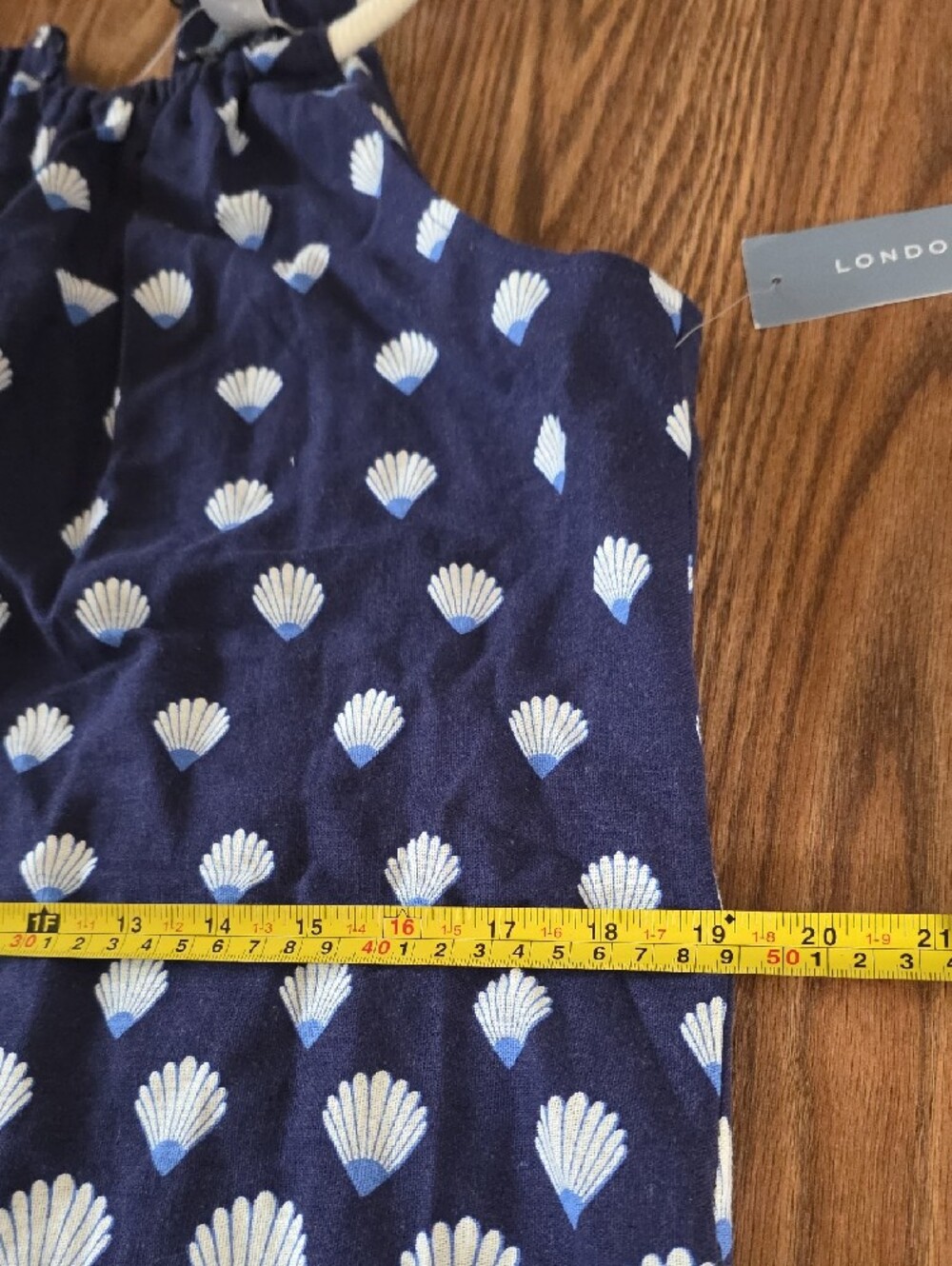 Navy Shell-Print Halter Dress with Rope Straps - Picture 3 of 8